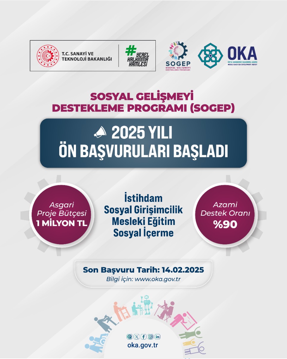 2025 Yılı Sosyal Gelişmeyi Destekleme Programı (SOGEP) Ön Başvuru Süreci Başladı
